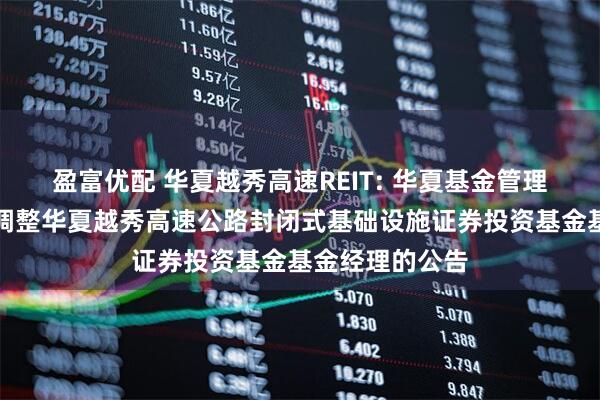 盈富优配 华夏越秀高速REIT: 华夏基金管理有限公司关于调整华夏越秀高速公路封闭式基础设施证券投资基金基金经理的公告